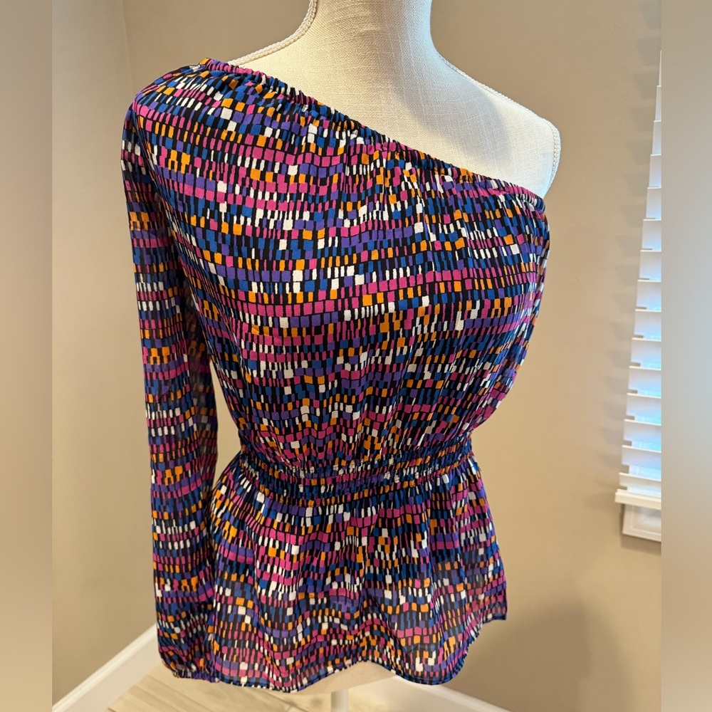 CANDIES One Shoulder Geometric Colorful Top